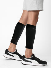 Young Wings Antibacterial Bamboo Fabric Calf Compression Sleeves for Unisex - Pack of 2 Pairs, Colour: Black